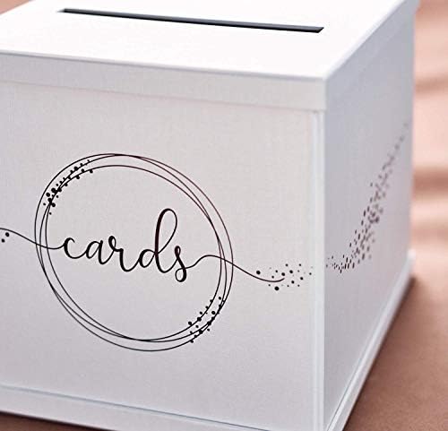 היילי שרי - קופסת כרטיס מתנה לבנה עם עיצוב נייר כסף שחור - גימור מרקם - גודל גדול 10 x 10 - לקבלת קבלות